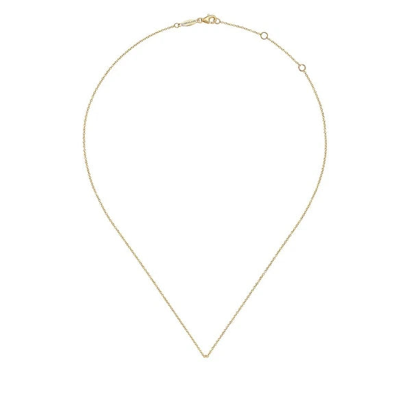 14K Yellow Gold Teardrop Diamond e Pendant Necklace with Beaded Frame