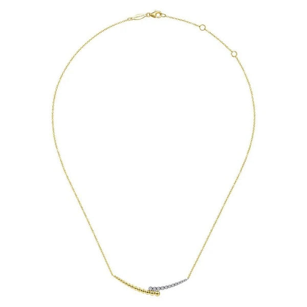 14K Yellow-White Gold Bujukan Diamond Bar Necklace