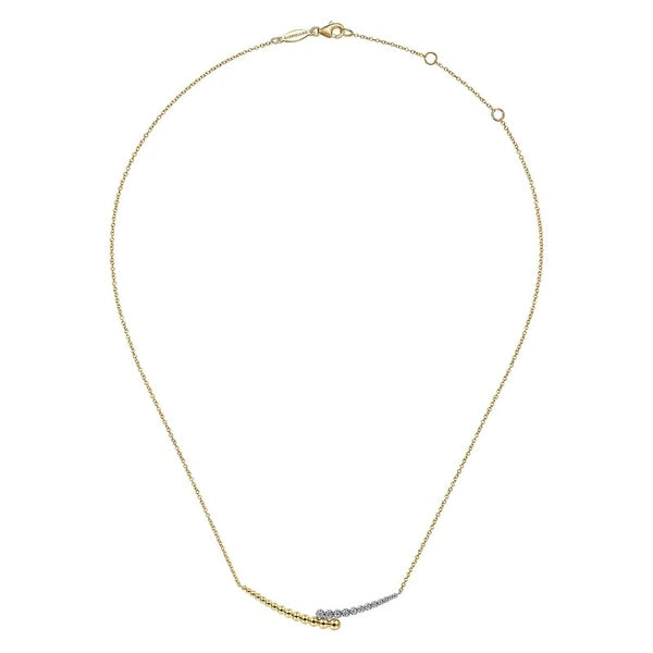 14K Yellow-White Gold Bujukan Diamond Bar Necklace