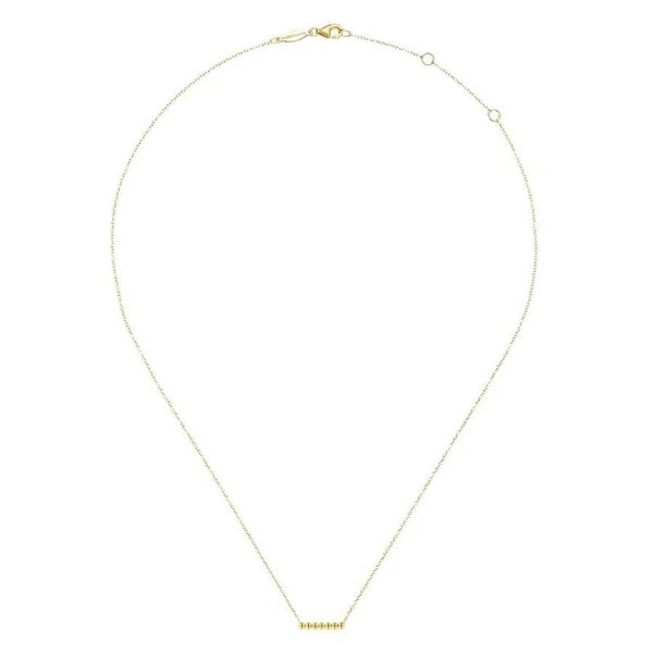 14K Yellow Gold Bujukan Beaded Bar Necklace