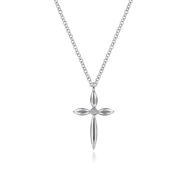 925 Sterling Silver Diamond Cross Pendant Necklace