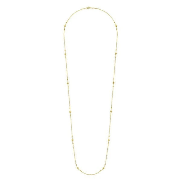32" 14K Yellow Gold Bujukan Bead Station Necklace