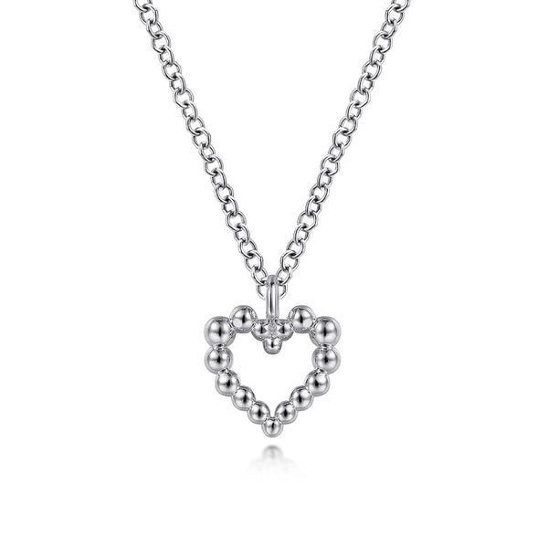925 Sterling Silver Heart Beaded Necklace