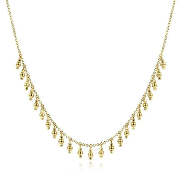 14K Yellow Gold Bujukan Bead Station Necklace