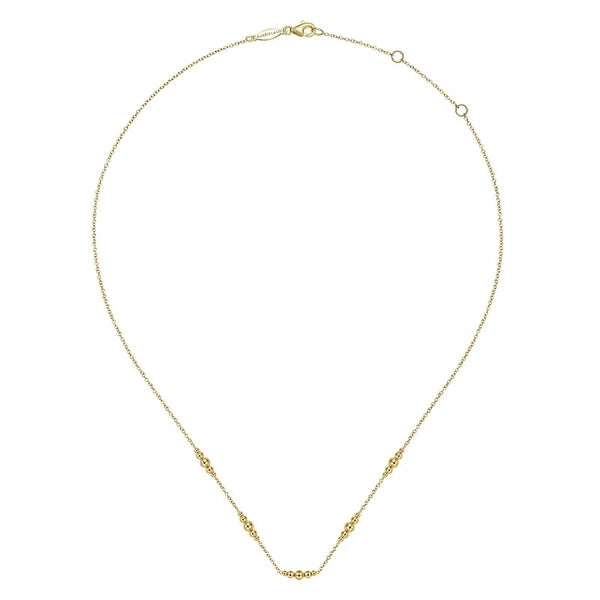 14K Yellow Gold Graduated Bujukan Beads Station Necklace