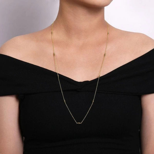 28" 14K Yellow Gold Bujukan Bead Station Necklace