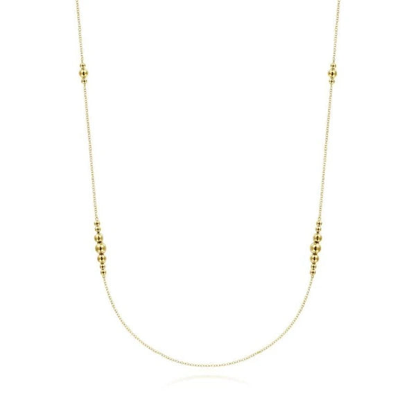 28" 14K Yellow Gold Graduating Bujukan Bead Station Necklace