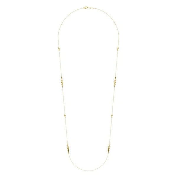 28" 14K Yellow Gold Graduating Bujukan Bead Station Necklace