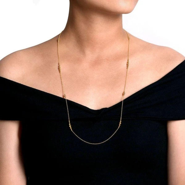 28" 14K Yellow Gold Graduating Bujukan Bead Station Necklace