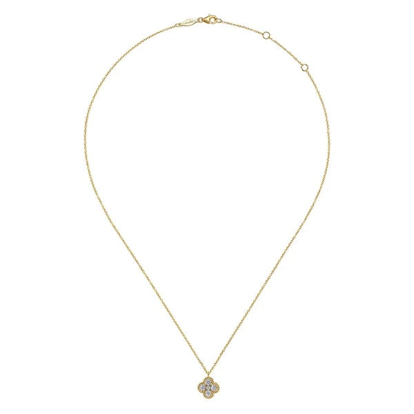14K Yellow Gold Rope Diamond Pendant Necklace