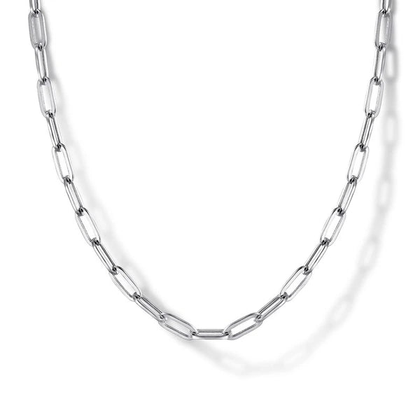 925 Sterling Silver Solid Paper Clip Chain Necklace