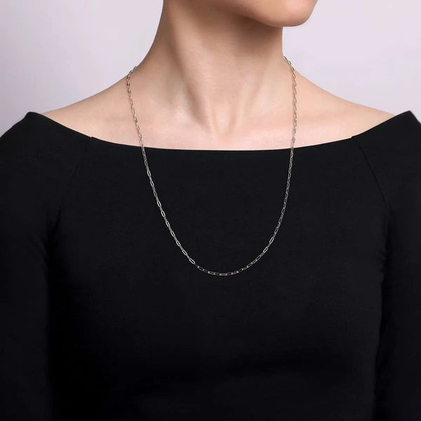 925 Sterling Silver Solid Paper Clip Chain Necklace