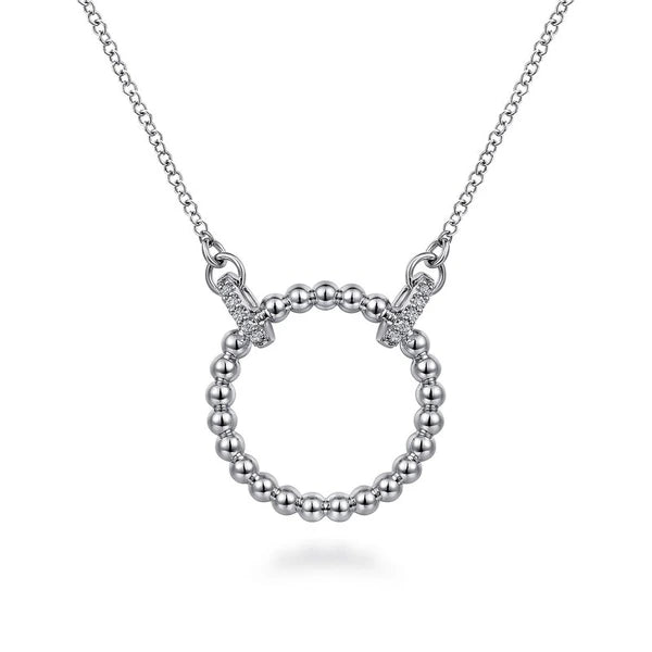 925 Sterling Silver Bujukan White Sapphire Open Circle Pendant Necklace