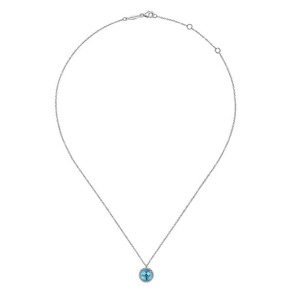 925 Sterling Silver Bujukan Swiss Blue Topaz Pendant Necklace