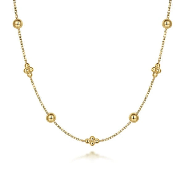 14K Yellow Gold Bujukan Bead Station Necklace