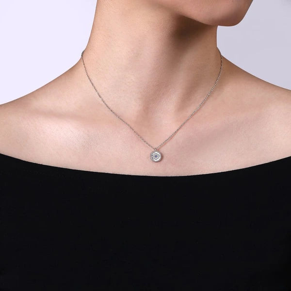 925 Sterling Silver Sapphire and Diamond Evil Eye Pendant Necklace