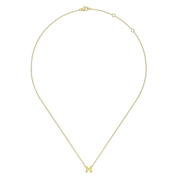 14K Yellow Gold M Initial Necklace