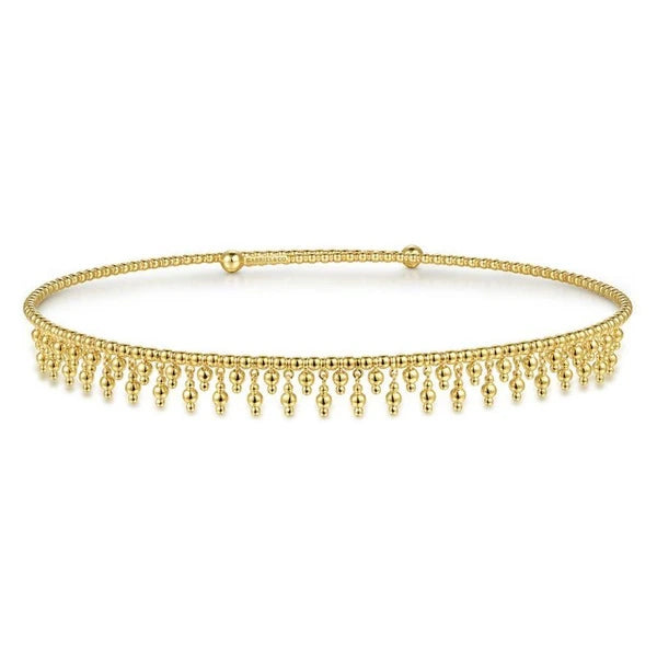 11.5" With 2" Extension 14K Yellow Gold Bujukan Drop Choker Necklace