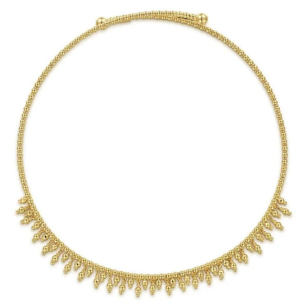 11.5" With 2" Extension 14K Yellow Gold Bujukan Drop Choker Necklace