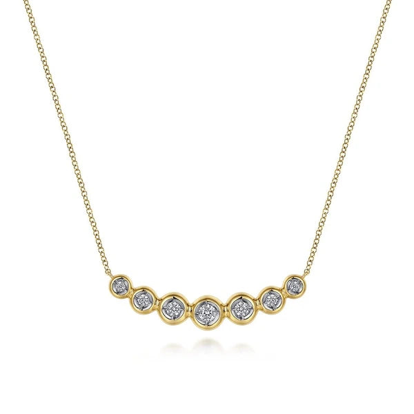 14K Yellow Gold Curved Diamond Bar Necklace