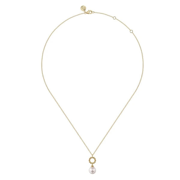14K Yellow Gold Fresh Water Pearl Bujukan Drop Necklace