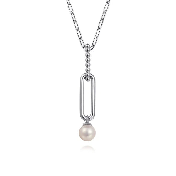 925 Sterling Silver Pearl Bujukan Drop Necklace