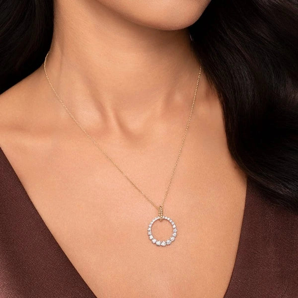 14K White and Yellow Gold Diamond Bujukan 20mm Drop Necklace