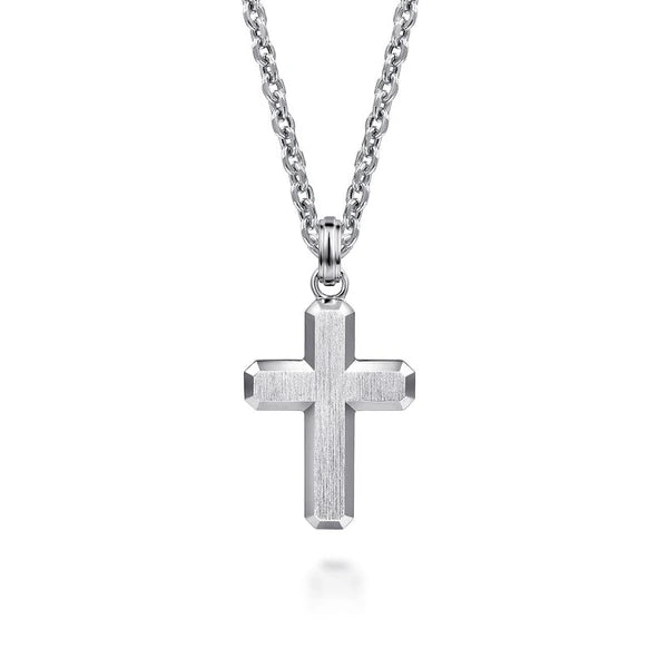 925 Sterling Silver Brushed Cross Pendant
