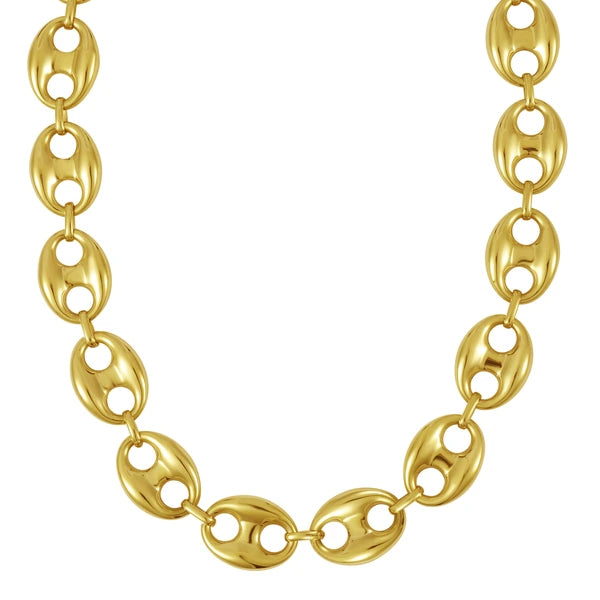 14K Gold 16mm Puffed Mariner Link Bracelet