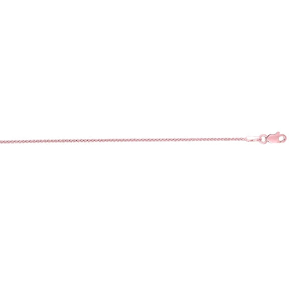 14K Gold 1mm Diamond Cut Round Wheat Chain