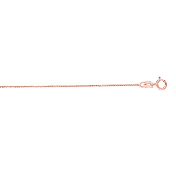 14K Gold .6mm Diamond Cut Round Wheat Chain
