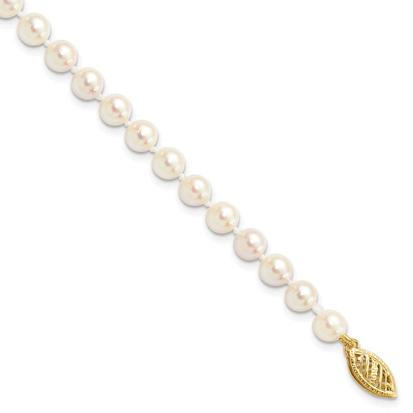 14k Round White Saltwater Akoya A Quality Cultured Pearl Bracelets