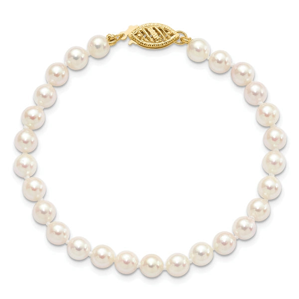 14k Round White Saltwater Akoya A Quality Cultured Pearl Bracelets