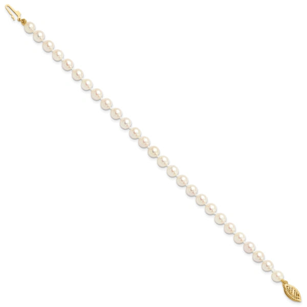 14k Round White Saltwater Akoya A Quality Cultured Pearl Bracelets