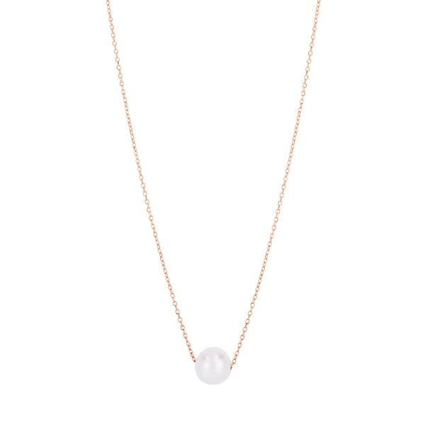 14K Pearl Necklace Solitaire
