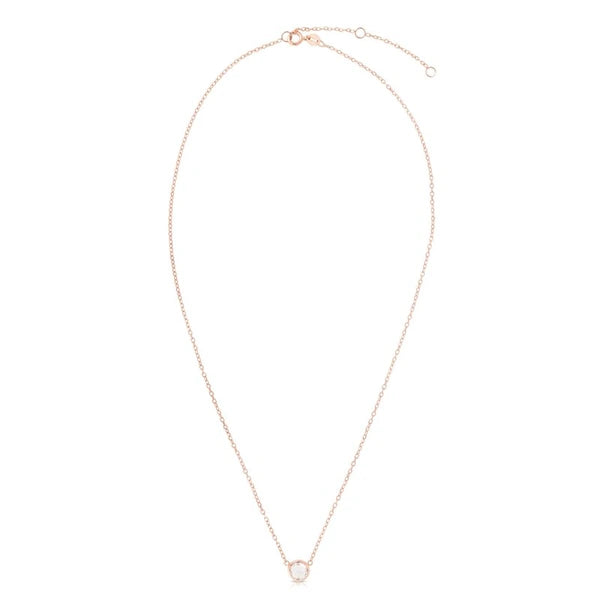 14K Gold &amp; White Topaz Solitaire Necklace