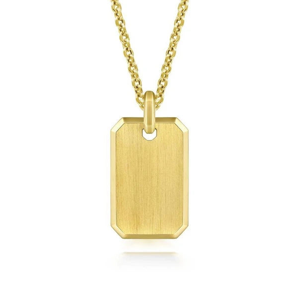 14K Yellow Gold Engravable Dog Tag Pendant