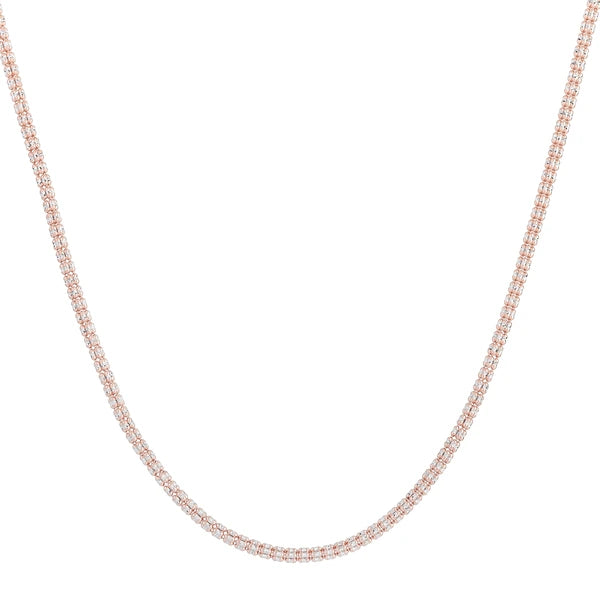 14K Rose 3.3mm Two-Tone Fancy Ice Chain