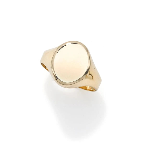 14K Gold Polished Oval Signet Ring