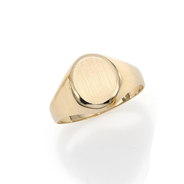14K Gold Oval Satin Signet Ring