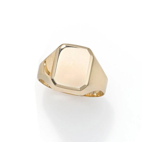 14K Gold Polished Rectangular Signet Ring