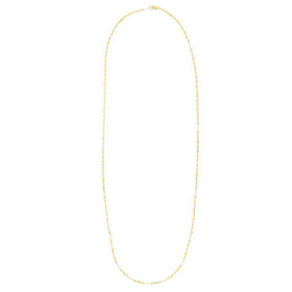 14K Gold Diamond Shape Mirror Chain