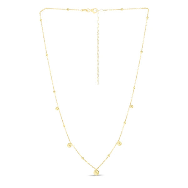 14K Gold Bead Station Necklace