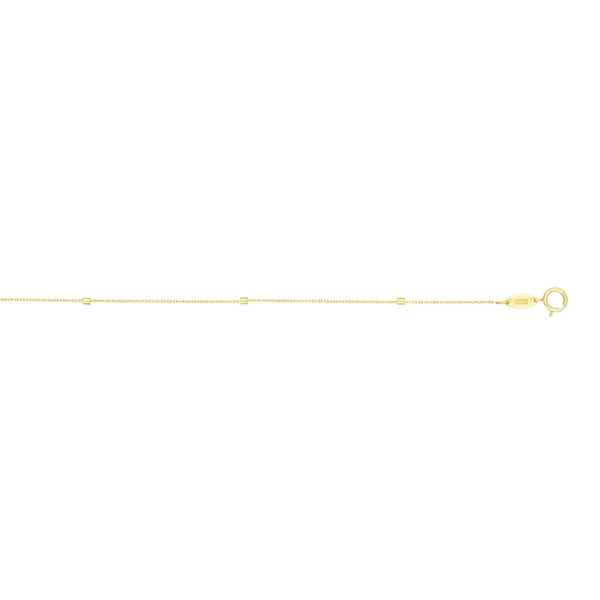 14K Gold 1.5mm Polished Cube Saturn Chain
