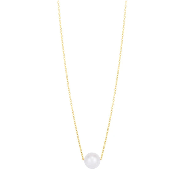 14K Pearl Necklace Solitaire