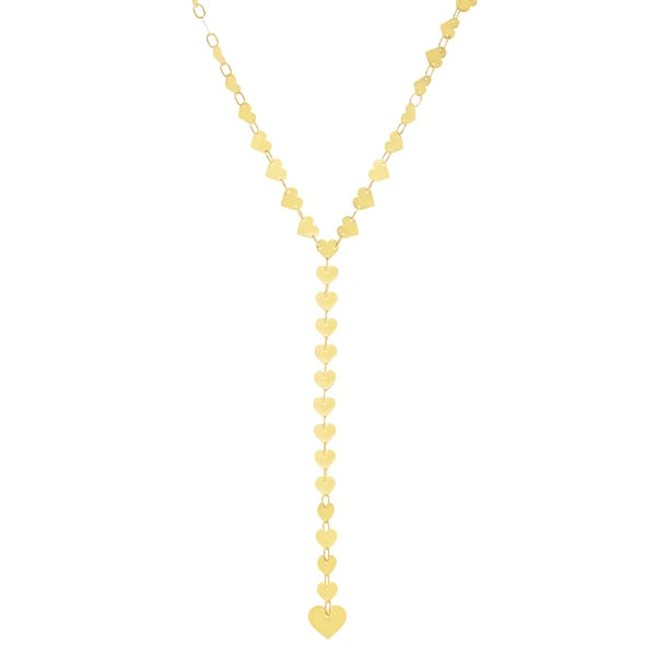 14K Mirrored Chain Heart Lariat Necklace