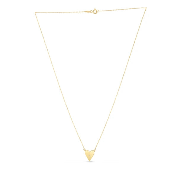 14K Gold Diamond Elongated Heart Necklace