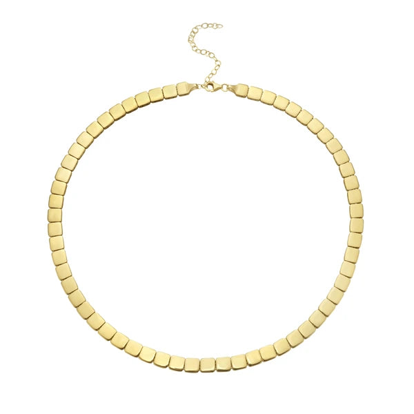 14K Gold Cube Link Necklace