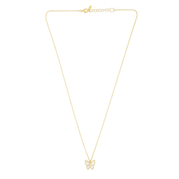 14K Gold Mother of Pearl Butterfly Necklace
