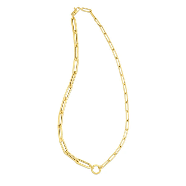 14K Gold Mixed Gauge Paperclip Necklace